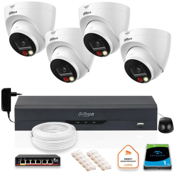 Zestaw 4 Kamer Ip Dahua 8Mpx Ipc-Hdw1839T-A-Il-0280B-S6 + Dysk 1Tb