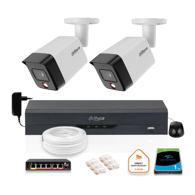 Zestaw 2 Kamery Ip Dahua 6Mpx Ipc-Hfw1639Tc-A-Il-0280B-S6 + Dysk 1Tb