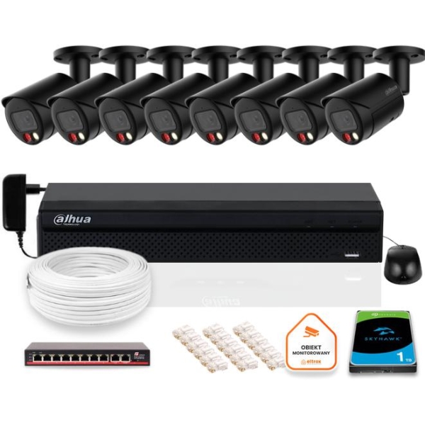 Zestaw Monitoringu Ip Dahua 8X Kamera Ipc-Hfw2849S-S-Il-0280B-Black 8Mpx