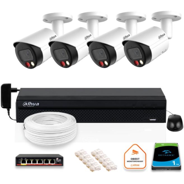 Zestaw Monitoringu Ip Dahua 4X Kamera Ipc-Hfw2849S-S-Il-0280B 8Mpx