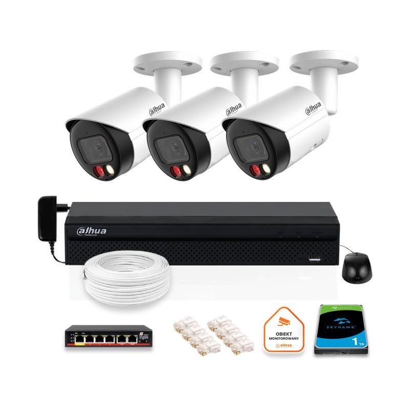 Zestaw Monitoringu Ip Dahua 3X Kamera Ipc-Hfw2849S-S-Il-0280B 8Mpx
