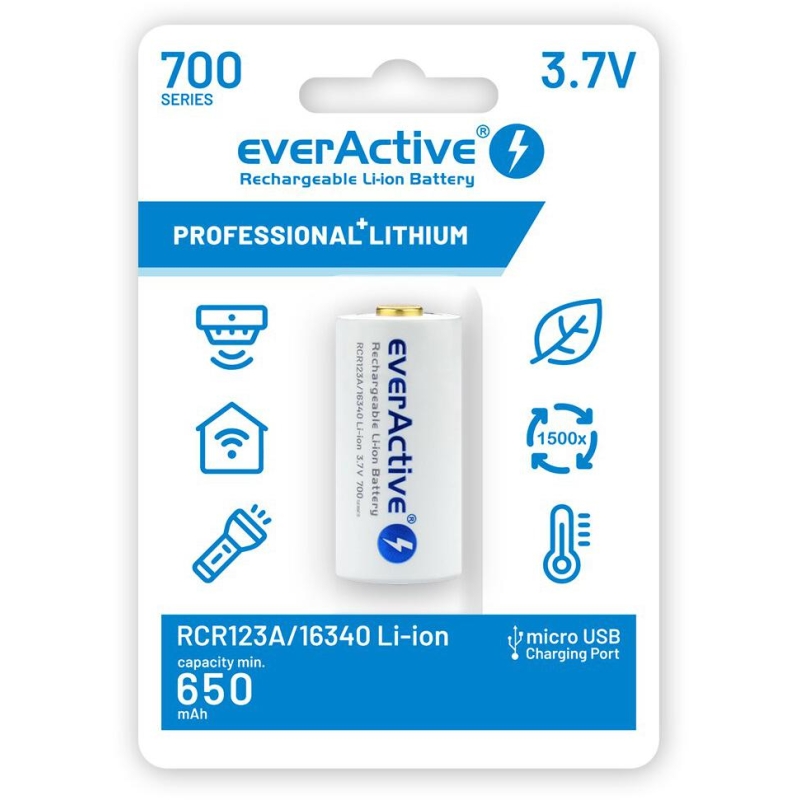 Akumulatorek 16340 / R-Cr123 3,7V Everactive 700Mah (1 Szt.) Z Zabezpieczeniem