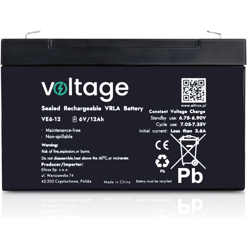 Akumulator Agm Voltage 6V 12Ah Ve6-12