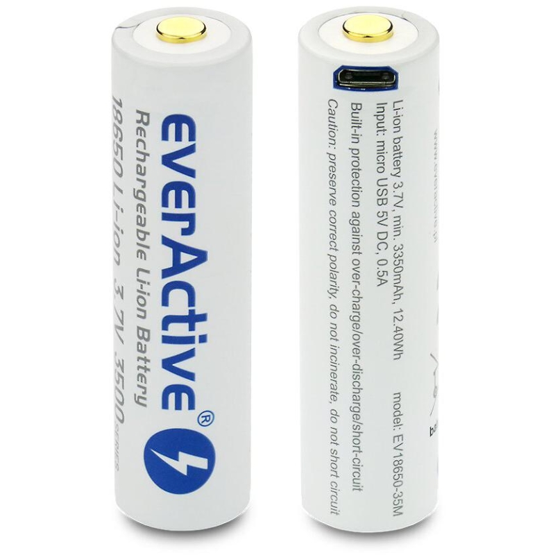 Akumulator 18650 Li-Ion 3,7V Everactive 3500Mah (1 Szt.) Micro-Usb Z Zabezpieczeniem