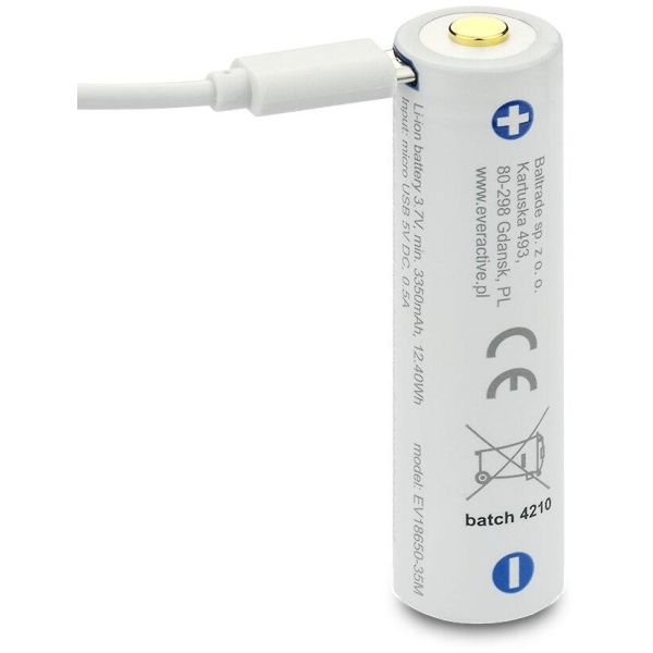 Akumulator 18650 Li-Ion 3,7V Everactive 3500Mah (1 Szt.) Micro-Usb Z Zabezpieczeniem