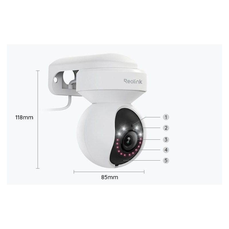 Kamera Ip Reolink E Series E540 Ptz 5Mp Wi-Fi Led Biała