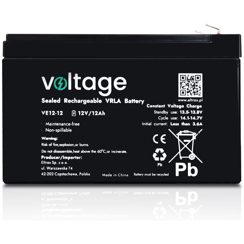 Akumulator Agm Voltage 12V 12Ah Ve12-12 (Żywotność 6-9 Lat)