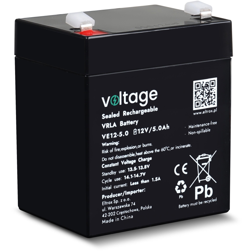 Akumulator Agm Voltage 12V 5Ah Ve12-5.0 (Żywotność 6-9 Lat)