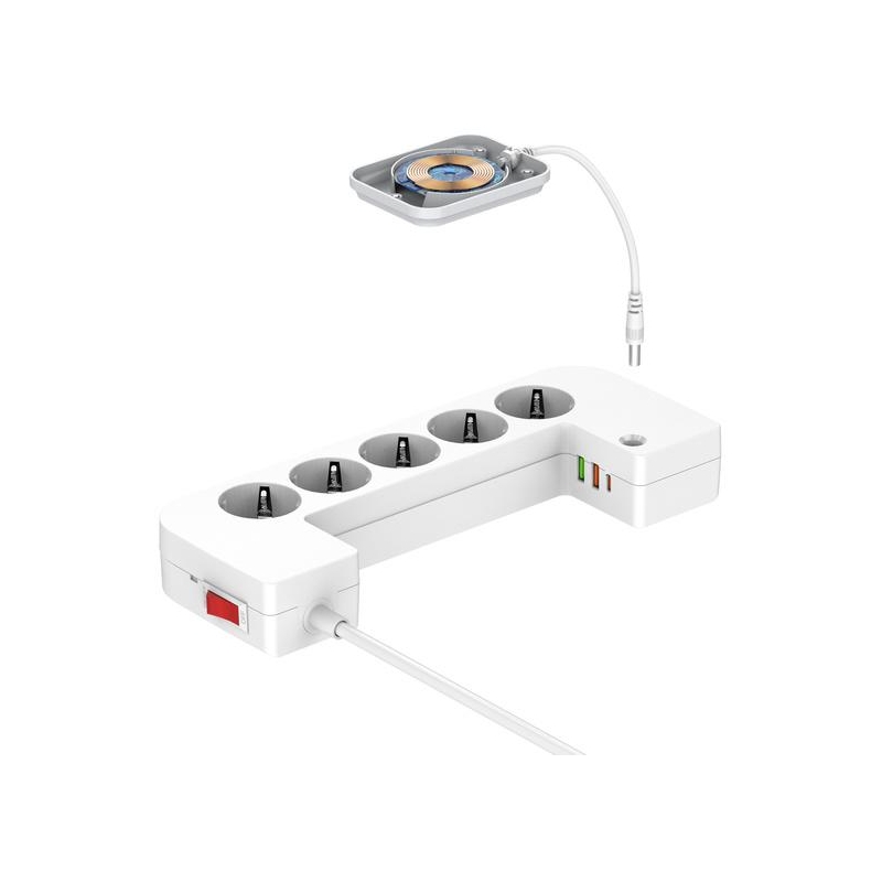 Listwa Antyprzepięciowa Z Zabezpieczeniem Energizer 5X Schuko 2X Usb-A 1X Usb-C 2500W 10A Kabel 2M Magnetic