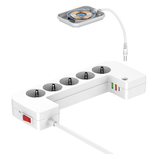 Listwa Antyprzepięciowa Z Zabezpieczeniem Energizer 5X Schuko 2X Usb-A 1X Usb-C 2500W 10A Kabel 2M Magnetic
