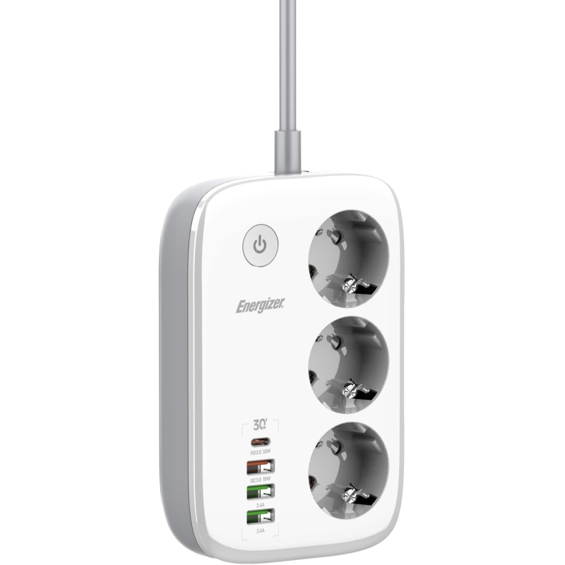 Listwa Zasilająca Smart Energizer Z Wi-Fi I App 3X Schuko 3X Usb-A 1X Usb-C 2500W 10A Kabel 2M