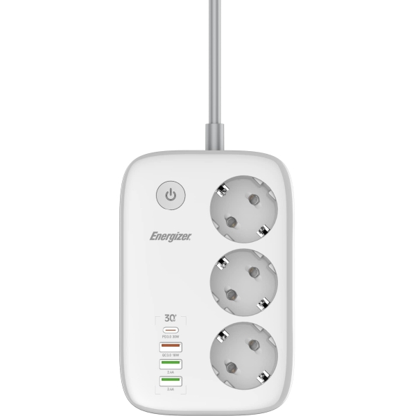 Listwa Zasilająca Smart Energizer Z Wi-Fi I App 3X Schuko 3X Usb-A 1X Usb-C 2500W 10A Kabel 2M