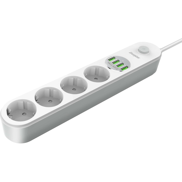 Listwa Zasilająca Z Wyłącznikiem Energizer 4X Schuko 4X Usb-A 2500W 10A Kabel 2M
