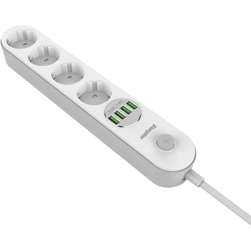 Listwa Zasilająca Z Wyłącznikiem Energizer 4X Schuko 4X Usb-A 2500W 10A Kabel 2M