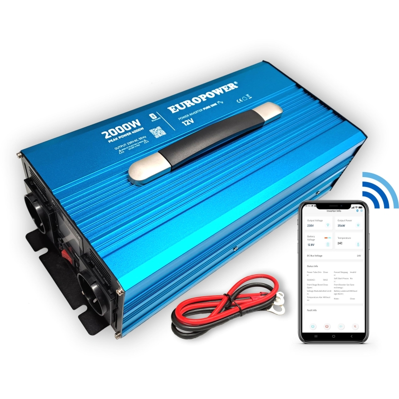 Przetwornica Napięcia Inwerter Europower 12V Dc / 230V Ac 2000W / 4000W Czysty Sinus Bluetooth