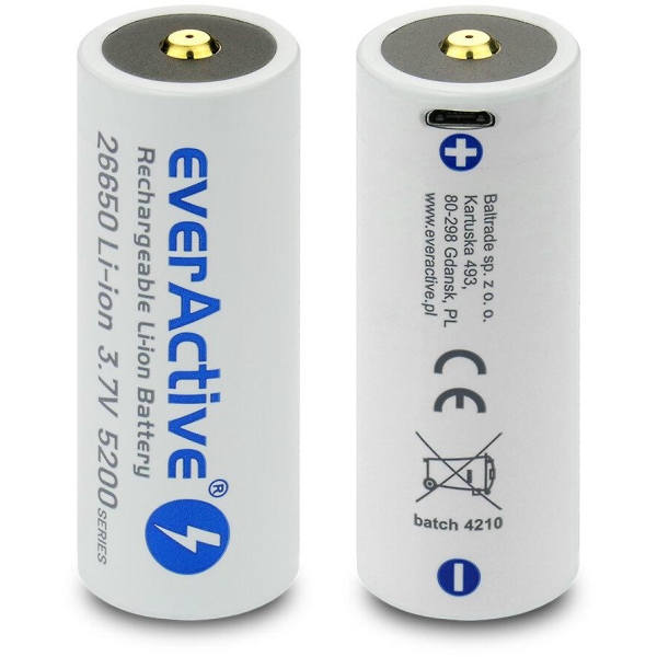 Akumulator 26650 Li-Ion 3,7V Everactive 5200Mah Micro Usb (1 Szt.) Z Zabezpieczeniem