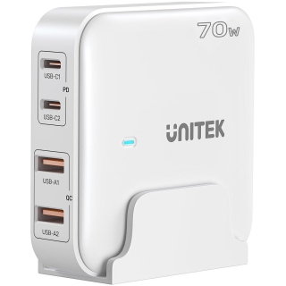 Unitek P1228Awh01-Eu Ładowarka Biurkowa Gan 70W 2Xusb-A 2Xusb-C