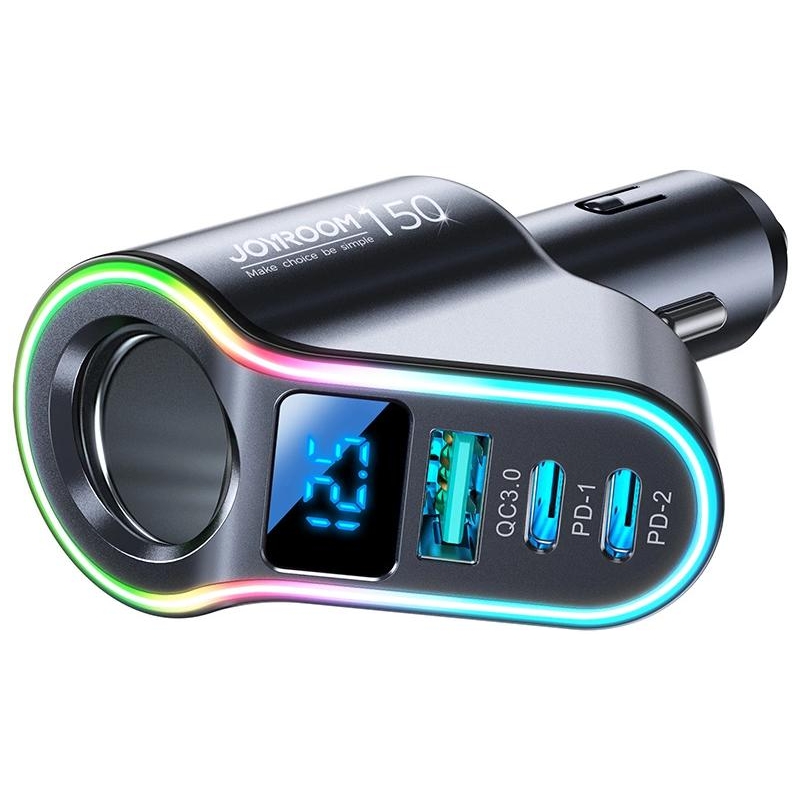 Joyroom Szybka Ładowarka Samochodowa 4W1 Usb-A Qc3.0 / 2Xusb-C Pd 150W Czarna