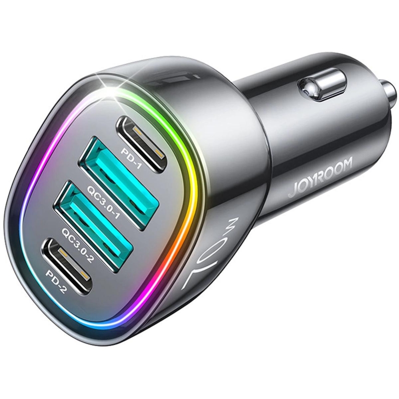 Joyroom Ładowarka Samochodowa 70W Z 4 Portami: 2 X Usb C, 2 X Usb Czarna