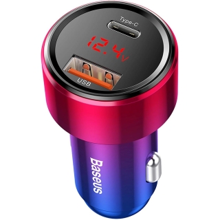 Ładowarka Samochodowa Baseus Magic Series Pps Usb-C/Usb-A 45W Różowo-Niebieska