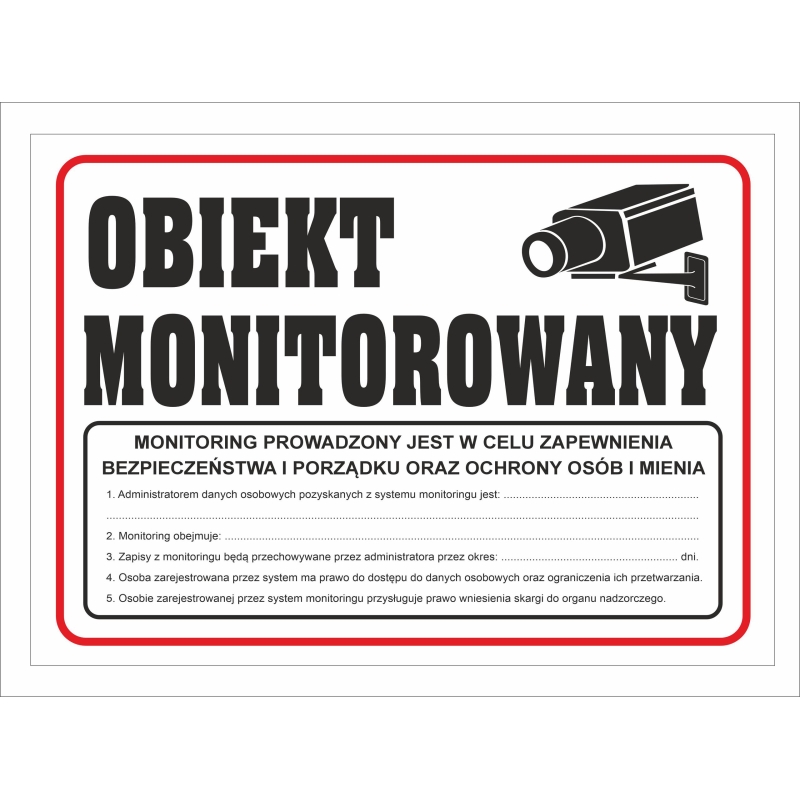 Tabliczka Pcv Obiekt Monitorowany Z Rodo