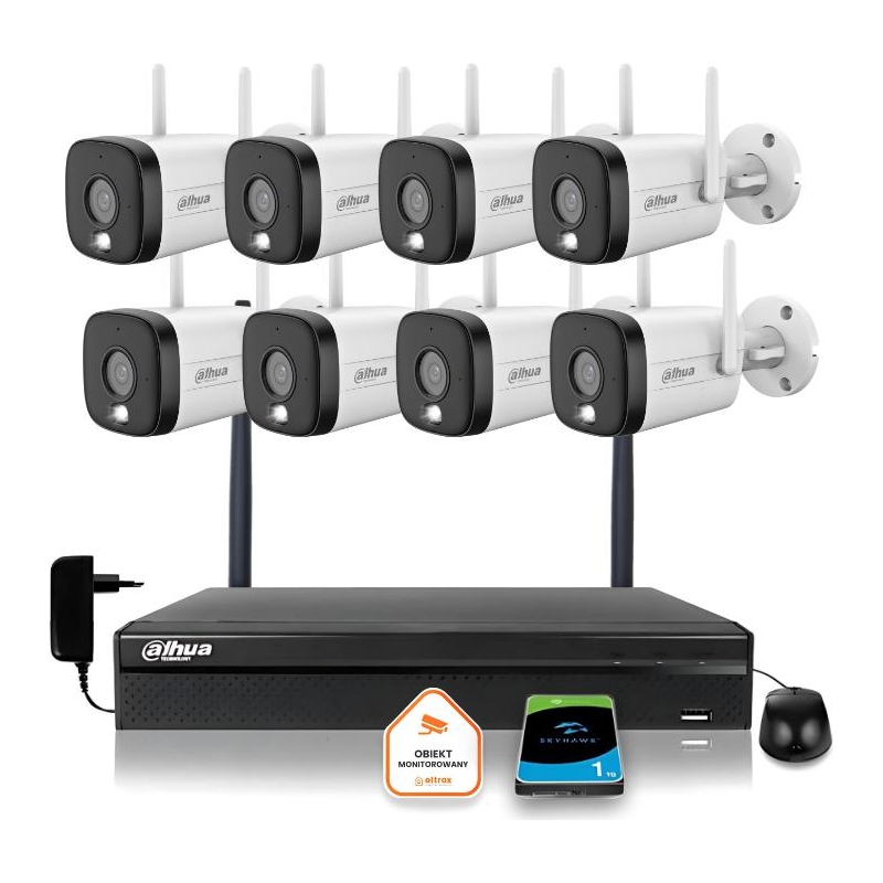 Zestaw Monitoringu Ip Dahua 8 Kamer Wi-Fi 5Mpx Aktywne Odtraszanie Led Ir Do 30M