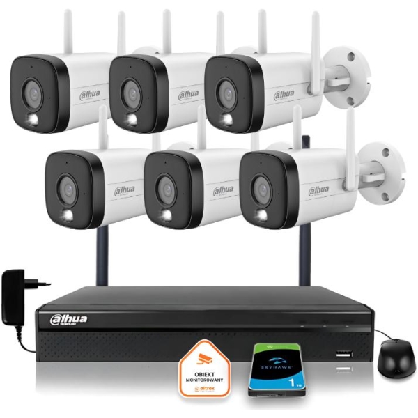 Zestaw Monitoringu Ip Dahua 6 Kamer Wi-Fi 5Mpx Aktywne Odtraszanie Led Ir Do 30M