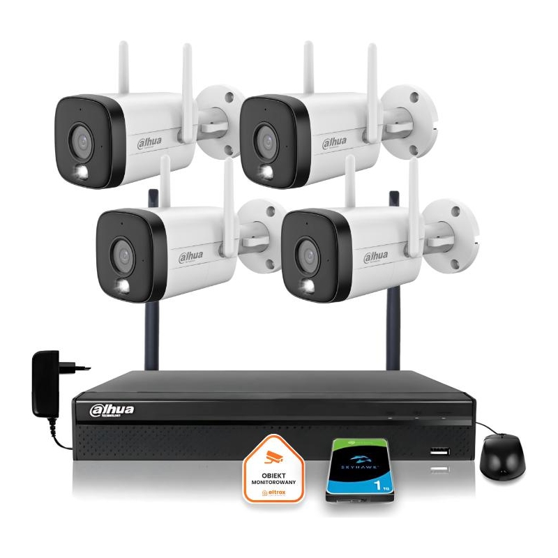 Zestaw Monitoringu Ip Dahua 4 Kamery Wi-Fi 5Mpx Aktywne Odtraszanie Led Ir Do 30M