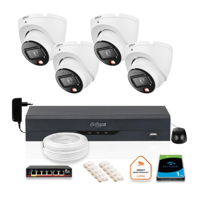 Zestaw 4 Kamery Ip Dahua 6Mpx Ipc-Hdw1639T-A-Il-0280B-S6 + Dysk 1Tb