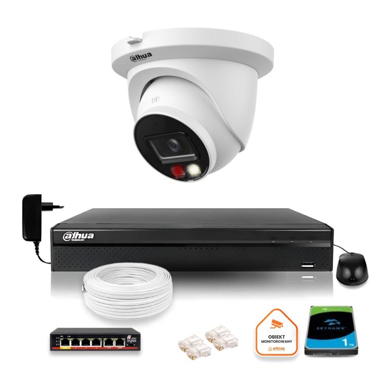 Zestaw Monitoringu Ip Dahua 8Mpx 4K Kamera Ipc-Hdw2849Tm-S-Il Z Dyskiem 1Tb
