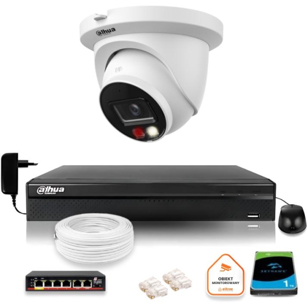 Zestaw Monitoringu Ip Dahua 8Mpx 4K Kamera Ipc-Hdw2849Tm-S-Il Z Dyskiem 1Tb