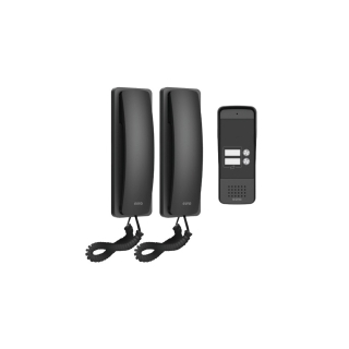 DOMOFON "EURA" ADP-26A3 - czarny, dwurodzinny, słuchawkowy, obsługa 2 wejść, czytnik zbliżeniowy, wizytownik