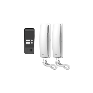 DOMOFON "EURA" ADP-26A3 - biały, dwurodzinny, słuchawkowy, obsługa 2 wejść, czytnik zbliżeniowy, wizytownik