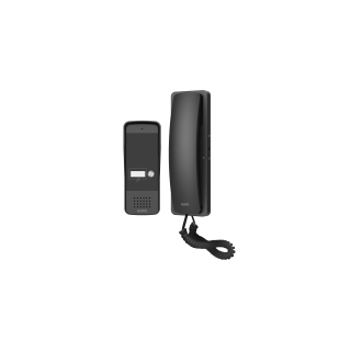 DOMOFON "EURA" ADP-25A3 - czarny, jednorodzinny, słuchawkowy, obsługa 2 wejść, czytnik zbliżeniowy, wizytownik