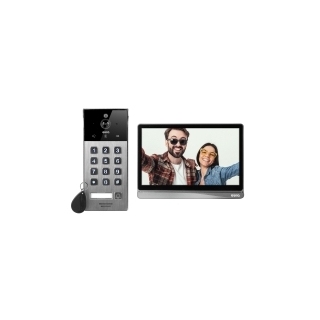 WIDEODOMOFON "EURA" VDP-30C5 - DC 15V, grafitowy, LCD 8", WiFi, otwieranie 2 wejść, AHD, Tuya, kaseta ze stali nierdzewnej, naty