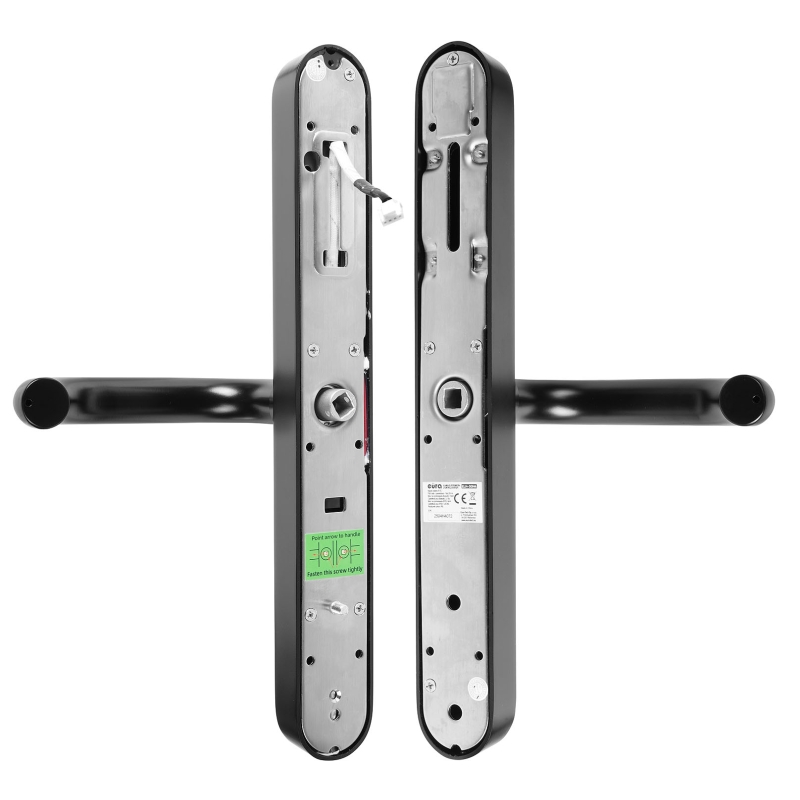 KLAMKA Z KONTROLEREM DOSTĘPU "EURA" ELH-30H4 black - wąska szyfrator mechaniczny, czytnik Mifare 13,56 MHz, czytnik biometryczny