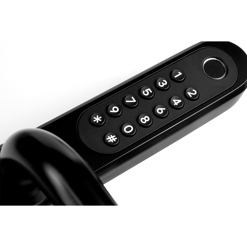 KLAMKA Z KONTROLEREM DOSTĘPU "EURA" ELH-30H4 black - wąska szyfrator mechaniczny, czytnik Mifare 13,56 MHz, czytnik biometryczny