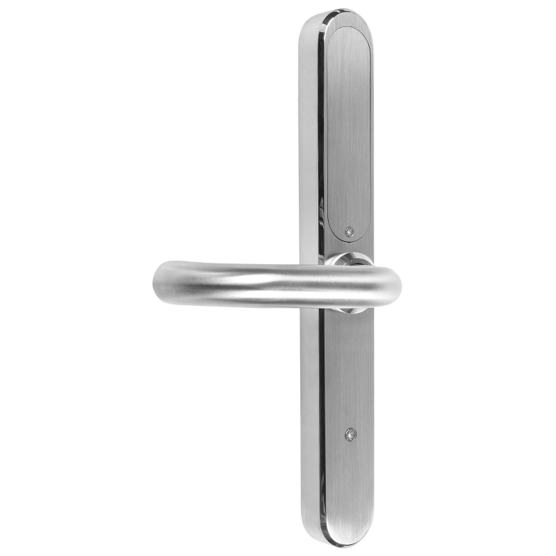 KLAMKA Z KONTROLEREM DOSTĘPU "EURA" ELH-30H4 silver - wąska szyfrator mechaniczny, czytnik Mifare 13,56 MHz, czytnik biometryczn