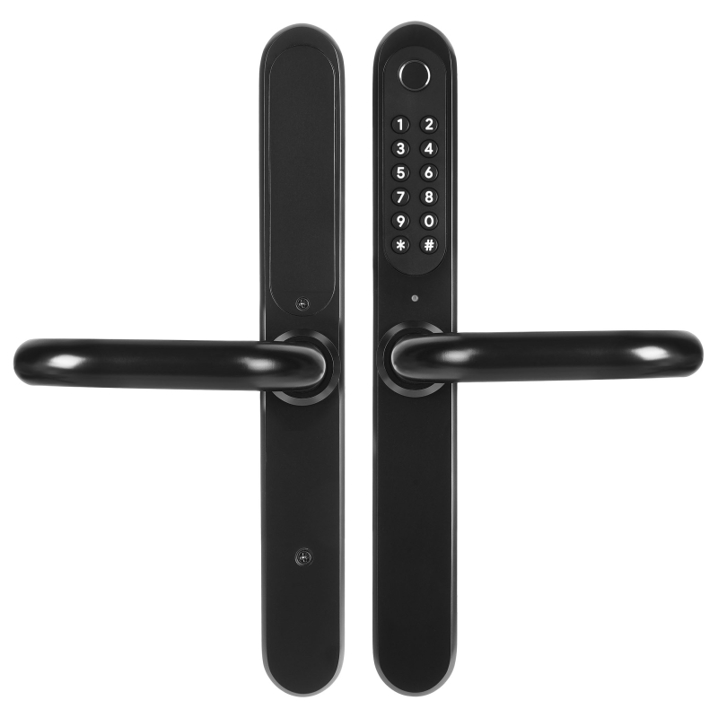 KLAMKA Z KONTROLEREM DOSTĘPU "EURA" ELH-30H4 black - wąska szyfrator mechaniczny, czytnik Mifare 13,56 MHz, czytnik biometryczny