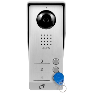 KASETA ZEWNĘTRZNA WIDEODOMOFONU "EURA" VDA-93A3 AHD "EURA CONNECT+" - srebrna, trójrodzinna, czytnik zbliżeniowy, natynk, Full H 2