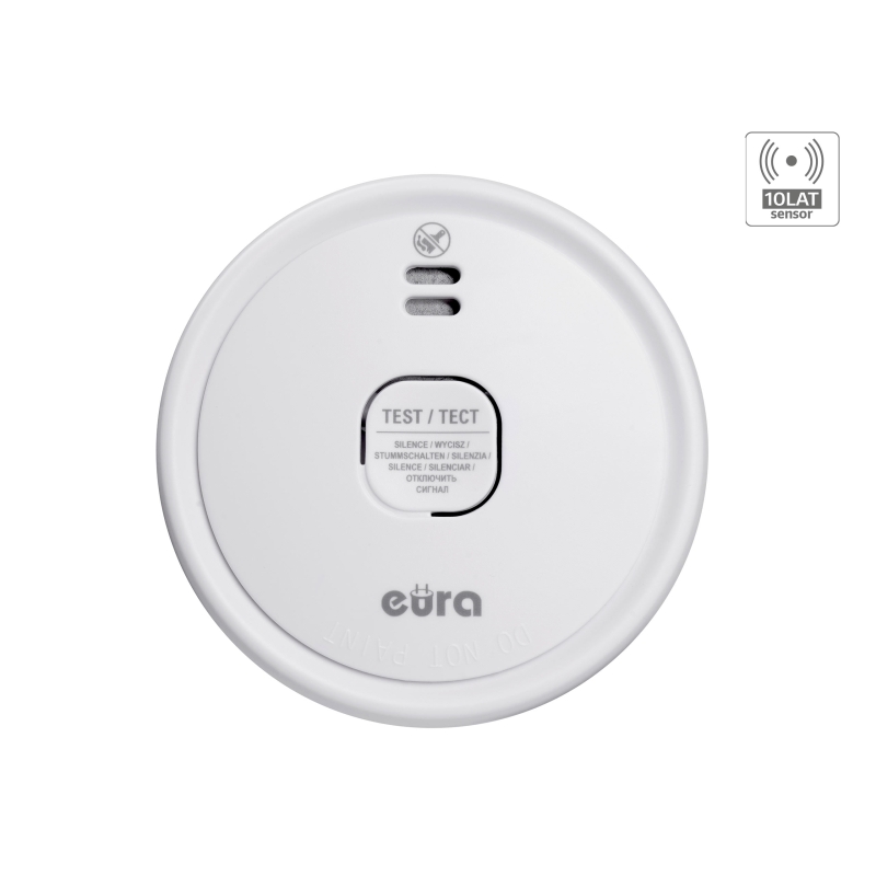 CZUJNIK DYMU "EURA" SD-08A2 - bateryjny 9V DC, czujnik fotooptyczny, żywotność sensora 10 lat, 5 lat gwarancji