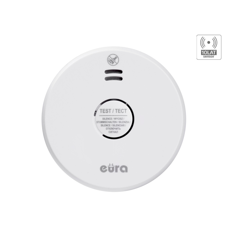 CZUJNIK DYMU "EURA" SD-09A2 - bateryjny 9V DC, czujnik fotooptyczny, żywotność sensora 10 lat