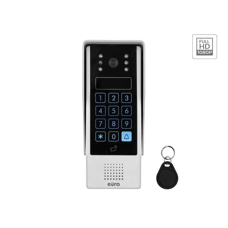 KASETA ZEWNĘTRZNA WIDEODOMOFONU "EURA" VDA-83A3 "EURA CONNECT+" - srebrna, dotykowy szyfrator, czytnik zbliżeniowy, AHD