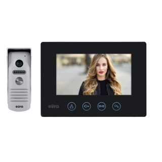 WIDEODOMOFON "EURA" VDP-A1A3  - czarny, LCD 7", otwieranie 2 wejść, AHD 2