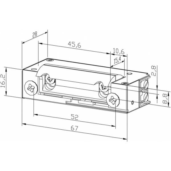 RYGIEL ELEKTROMAGNETYCZNY (ELEKTROZACZEP) XS12UW symetryczny z wyłącznikiem wąski 16,5 mm AC/DC