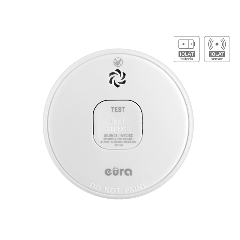 CZUJNIK DYMU "EURA" SD-13A2 czujnik fotooptyczny, żywotność sensora i baterii 10 lat