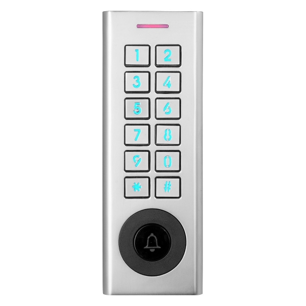 ZAMEK SZYFROWY "EURA" AC-93H5 DC-12-24V, natynkowy, szyfrator mechaniczny, czytnik Mifare 13,56 MHz, dzwonek, IP66, App TTLock