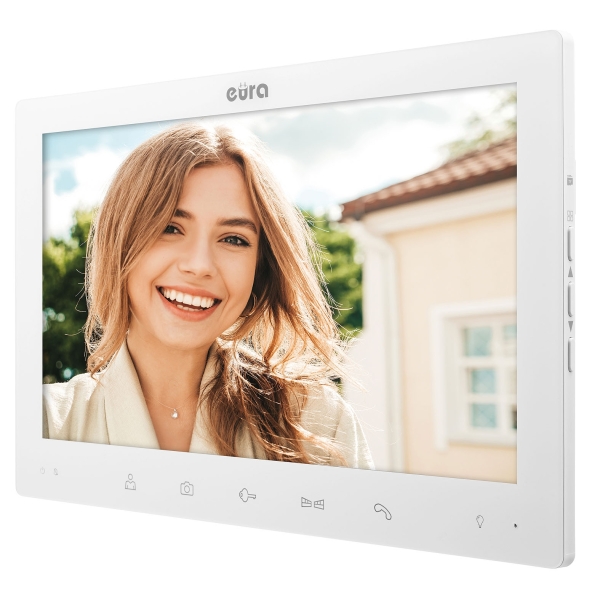 WIDEODOMOFON "EURA" VDP-85A3  - biały LCD 10'', WiFi, podświetlenie monitora, otwieranie 2 wejść, czytnik zbliżeniowy, AHD, Tuya