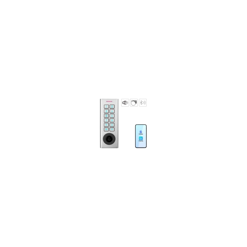ZAMEK SZYFROWY "EURA" AC-93H5 DC-12-24V, natynkowy, szyfrator mechaniczny, czytnik Mifare 13,56 MHz, dzwonek, IP66, App TTLock