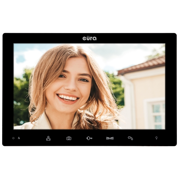 WIDEODOMOFON "EURA" VDP-85A3 - czarny LCD 10'', WiFi, podświetlenie monitora,  otwieranie 2 wejść, czytnik zbliżeniowy, AHD, Tuy